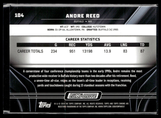 Chrome Black #104 Andre Reed /99