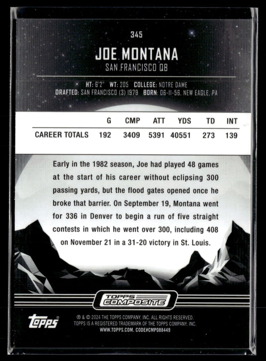 Topps Composite #345 Joe Montana Midnight