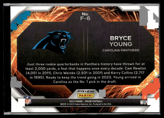 2023 Panini Prizm #F-6 Bryce Young Fireworks Prizms Green