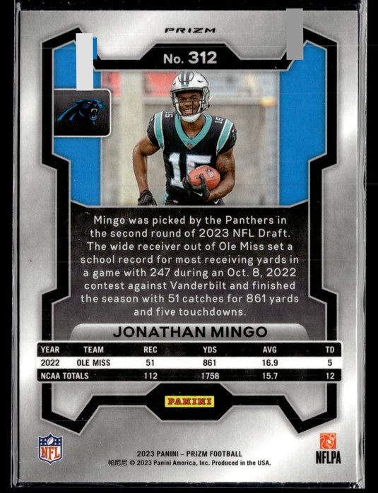 2023 Panini Prizm #312 Jonathan Mingo Orange Ice