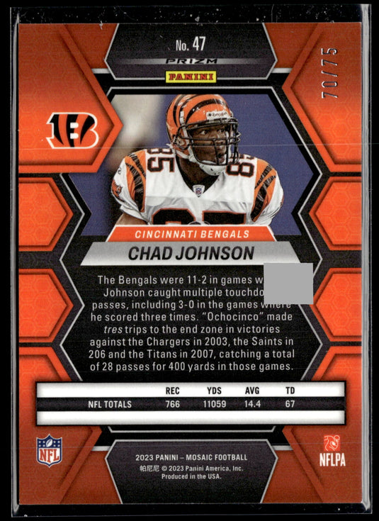 2023 Panini Mosaic #47 Chad Johnson Blue No Huddle Mosaic #/75