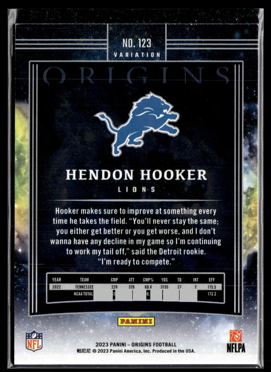 2023 Panini Origins #123 Hendon Hooker Image Variation