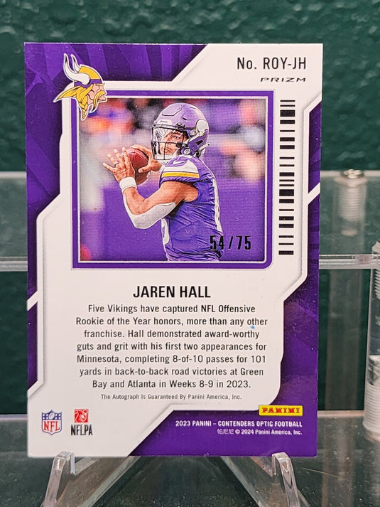 2023 Panini Contenders Optic #ROY-JH Jaren Hall Rookie of the Year Blue #/75