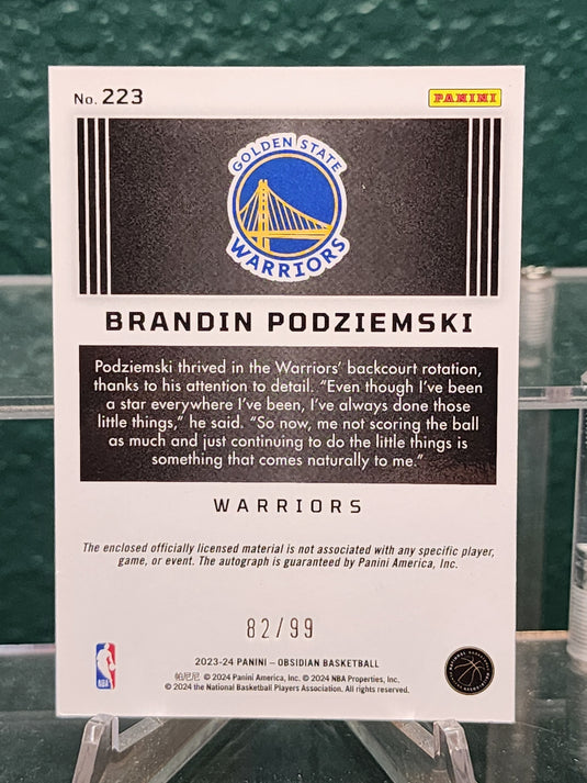 2023-24 Panini Obsidian #223 Brandin Podziemski #/99