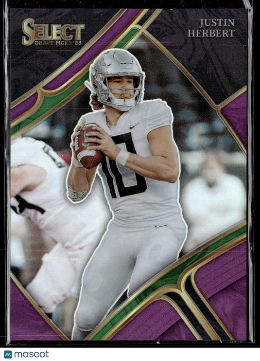 2023 Panini Select Draft Picks #134 Justin Herbert Purple Prizm #/75