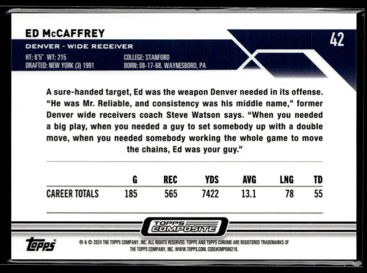 2023 Topps Composite #42 Ed McCaffrey Topps Chrome Purple Speckle Refractor /250