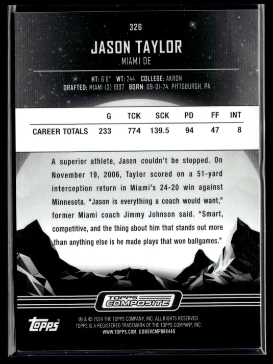 2023 Topps Composite #326 Jason Taylor Midnight Morning #/125