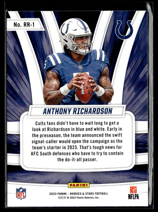 2023 Panini Rookies & Stars #RR-1 Anthony Richardson Rookie Rush