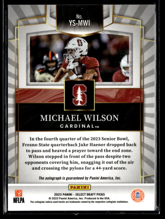 2023 Panini Select Draft Picks #YS-MWI Michael Wilson Youth Explosion Signatures