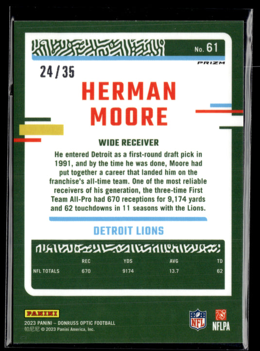 2023 Donruss Optic #61 Herman Moore Bronze Mojo #/35