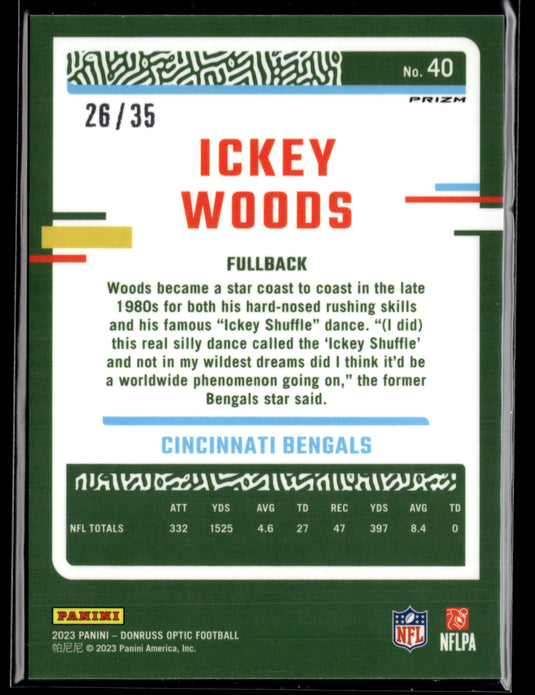 2023 Donruss Optic #40 Ickey Woods Bronze Mojo #/35