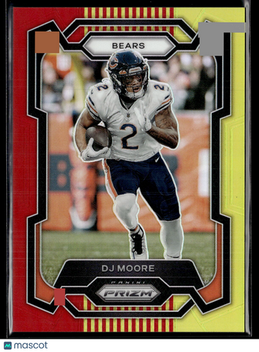 2023 Panini Prizm #47 DJ Moore Red and Yellow #/44