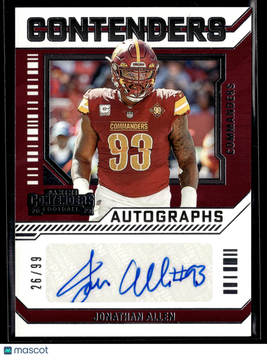 2023 Panini Contenders Football #CA-JAL Jonathan Allen Autographs /99