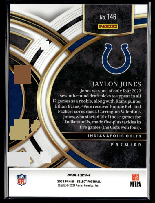 2023 Panini Select #146 Jaylon Jones Blue Prizms #/149