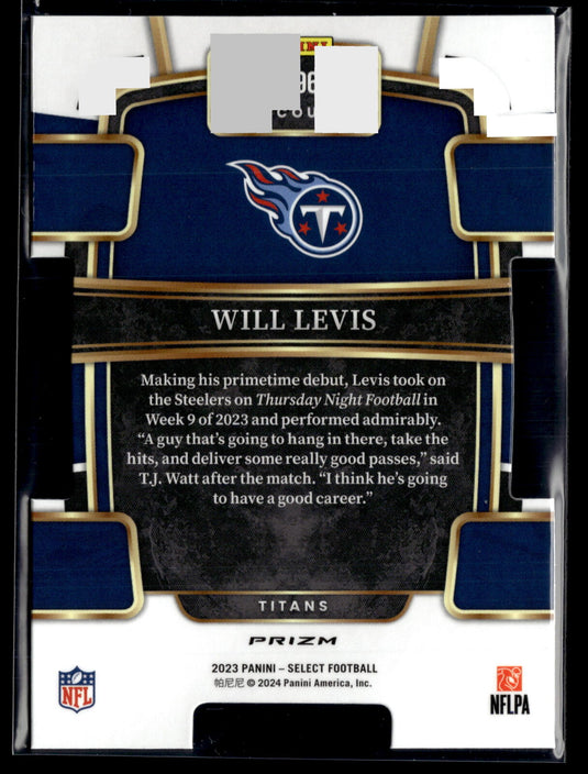 2023 Panini Select #96 Will Levis Red and Yellow Prizms Die Cuts