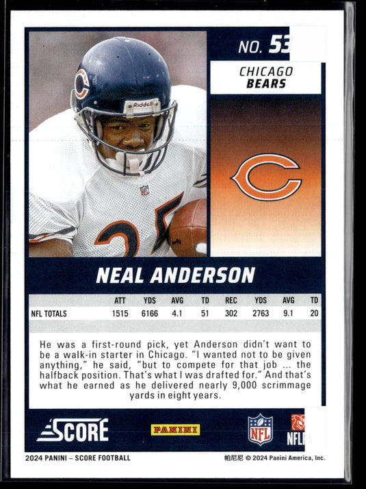 2024 Score #53 Neal Anderson Showcase #/100