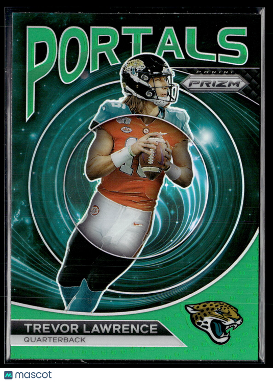 2023 Panini Prizm #PO-4 Trevor Lawrence Portals Prizms Green