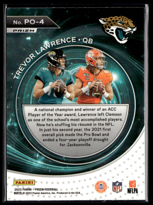 2023 Panini Prizm #PO-4 Trevor Lawrence Portals Prizms Green