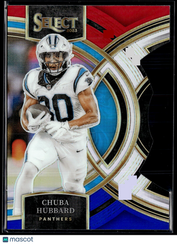 2023 Panini Select #191 Chuba Hubbard Red and Blue Prizms Die Cuts