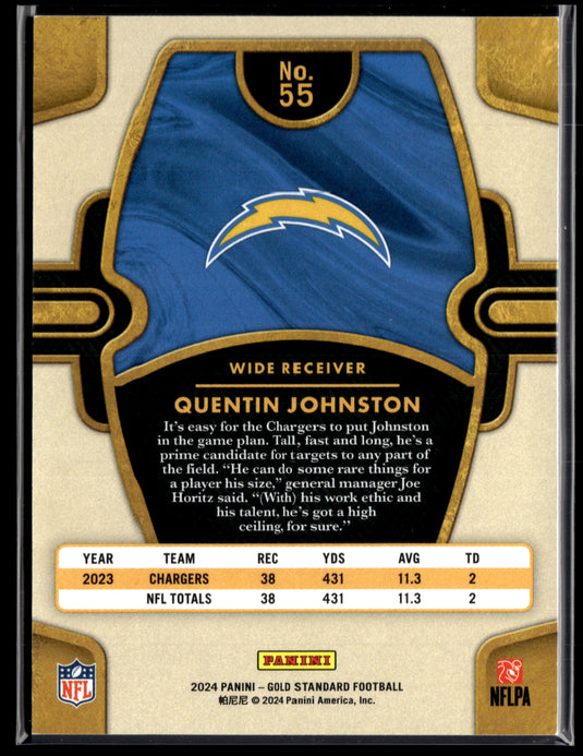 2024 Panini Gold Standard #55 Quentin Johnston Platinum #/75