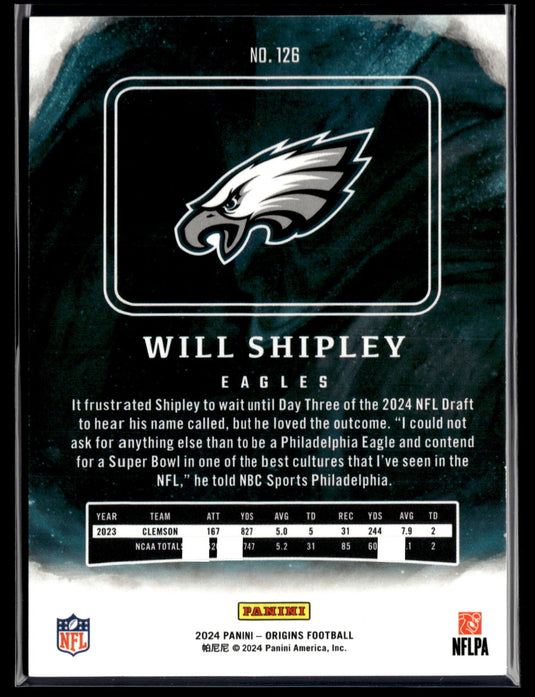 2024 Panini Origins #126 Will Shipley