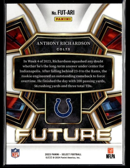 2023 Panini Select #FUT-ARI Anthony Richardson Select Future