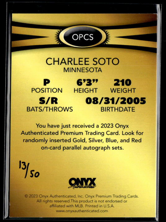 2023 Onyx Premium #OPCS Charlee Soto Gold #/50