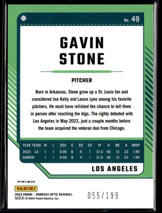 2024 Donruss #49 Gavin Stone Optic /199