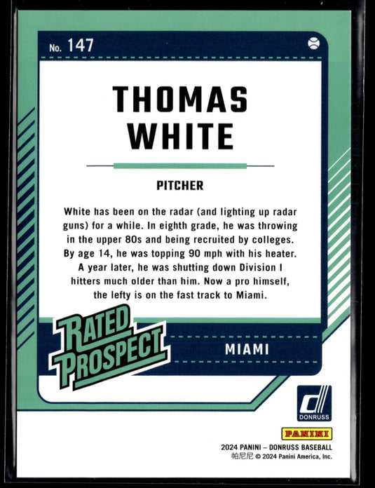 2024 Donruss #147 Thomas White /99