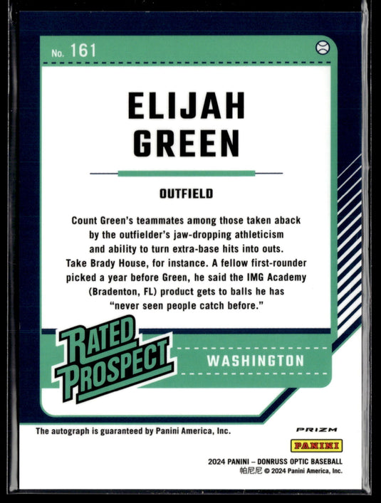 2024 Donruss #161 Elijah Green Base Rated Prospects Optic Signatures