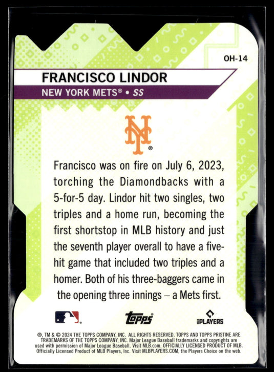 2024 Topps Pristine #OH-14 Francisco Lindor Oh Snap!