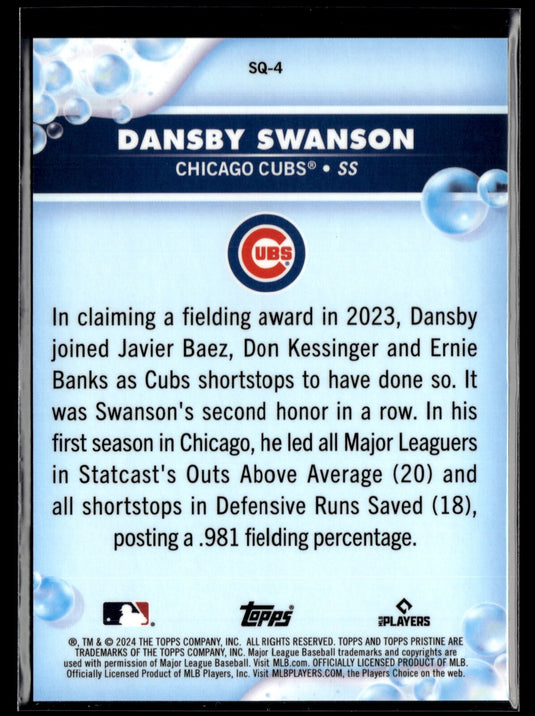 2024 Topps Pristine #SQ-4 Dansby Swanson Squeaky Clean