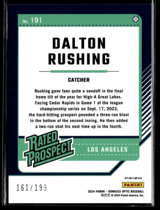 2024 Donruss #191 Dalton Rushing /199