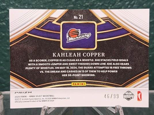 2024 Panini Select WNBA #21 Kahleah Copper Snapshots Blue Flash Prizms #/99