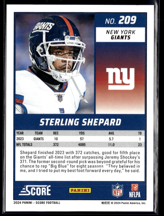 2024 Score #209 Sterling Shepard First Down #/10