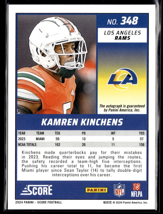 2024 Score #348 Kamren Kinchens Auto