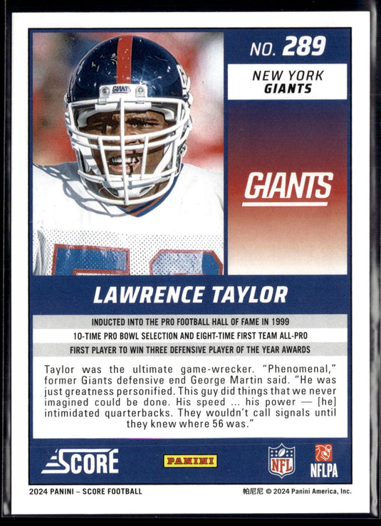 2024 Score #289 Lawrence Taylor Scorecard