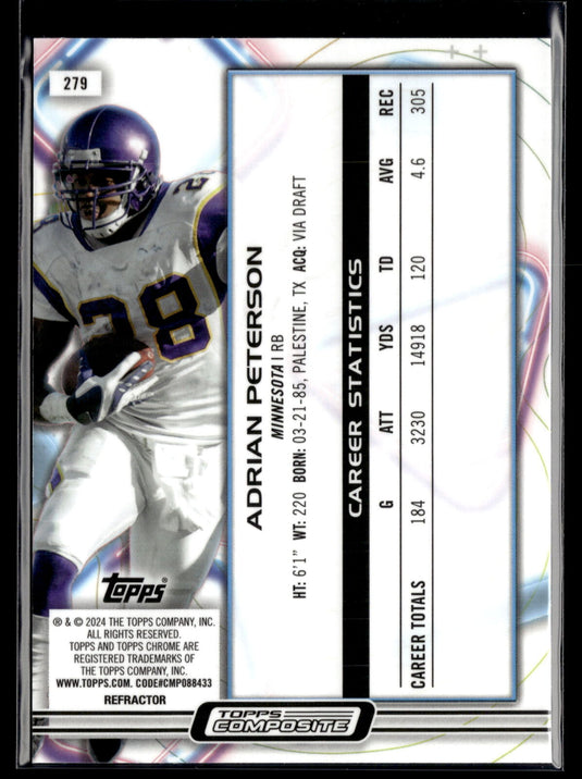 2023 Topps Composite #279 Adrian Peterson Cosmic Chrome Refractor