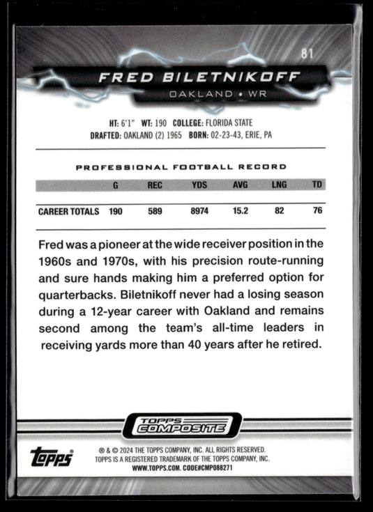 2023 Topps Composite #81 Fred Biletnikoff Resurgence Prism Refractor