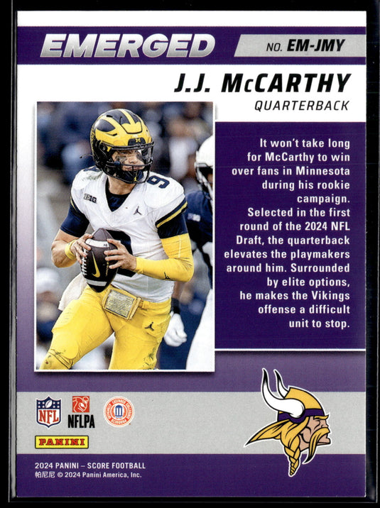 2024 Score #EM-JMY J.J. McCarthy Emerged