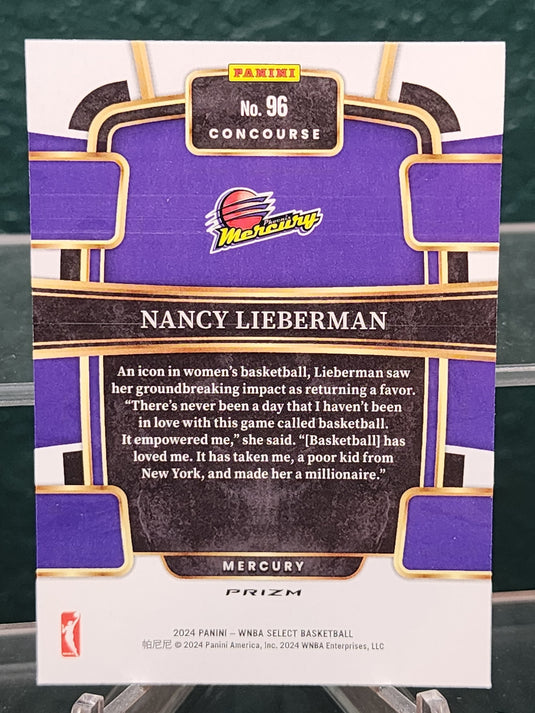 2024 Panini Select WNBA #96 Nancy Lieberman Silver Flash Prizms