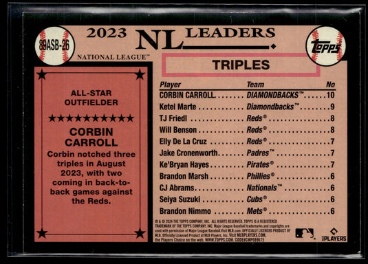 2024 Topps #89ASB-26 Corbin Carroll 1989 Topps All-Stars Foil