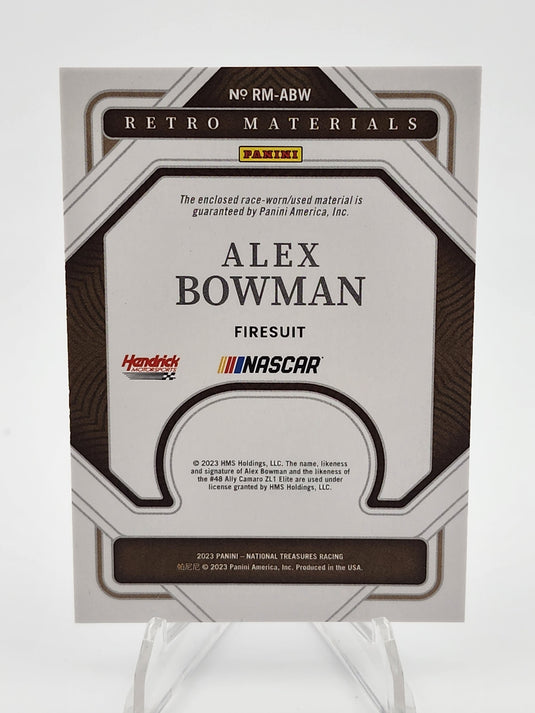 2023 Panini NT #RM-ABW Alex Bowman Retro Materials Firesuits #/99