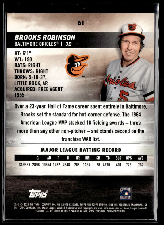 2024 Stadium Club #61 Brooks Robinson Red Foil