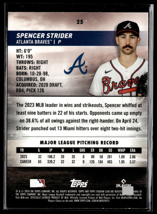 2024 Stadium Club #25 Spencer Strider Red Foil