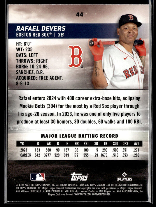 2024 Stadium Club #44 Rafael Devers Red Foil