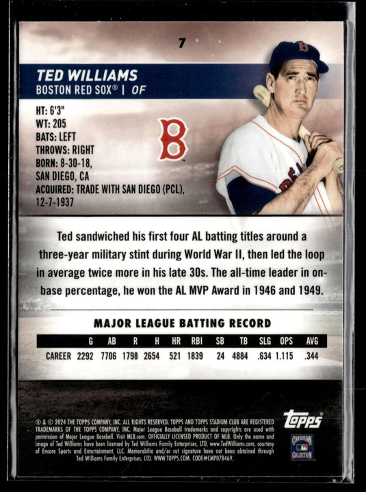 2024 Stadium Club #7 Ted Williams Chrome