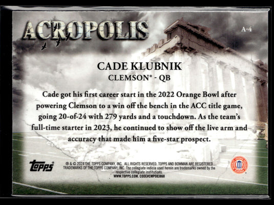 2024 Bowman Chrome University - Acropolis #A-4 Cade Klubnik