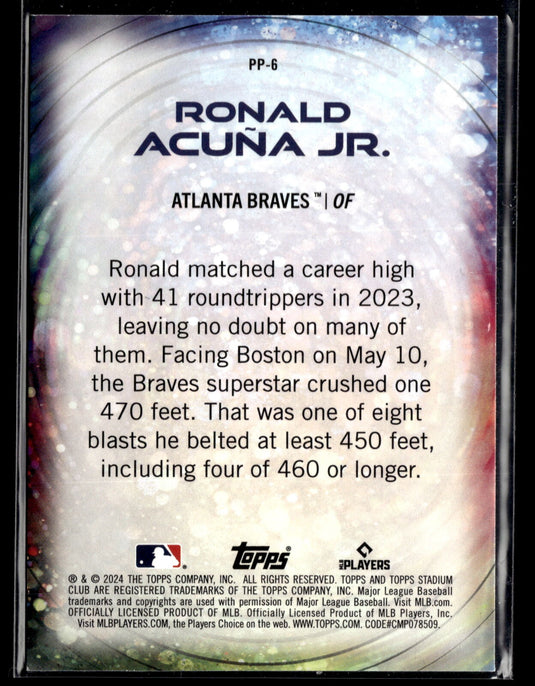 2024 Stadium Club #PP-6 Ronald Acuña Jr. Power Packed