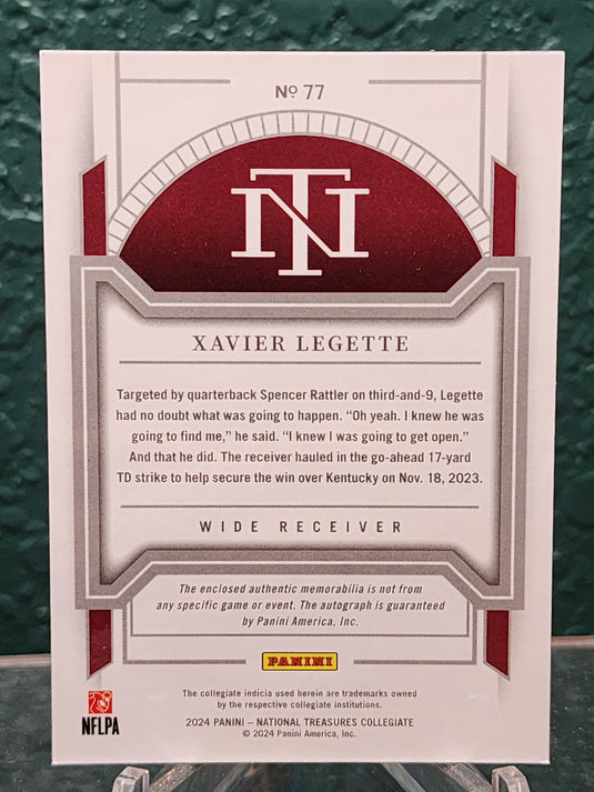 2024 Panini National Treasures Collegiate #77 Xavier Legette #/99